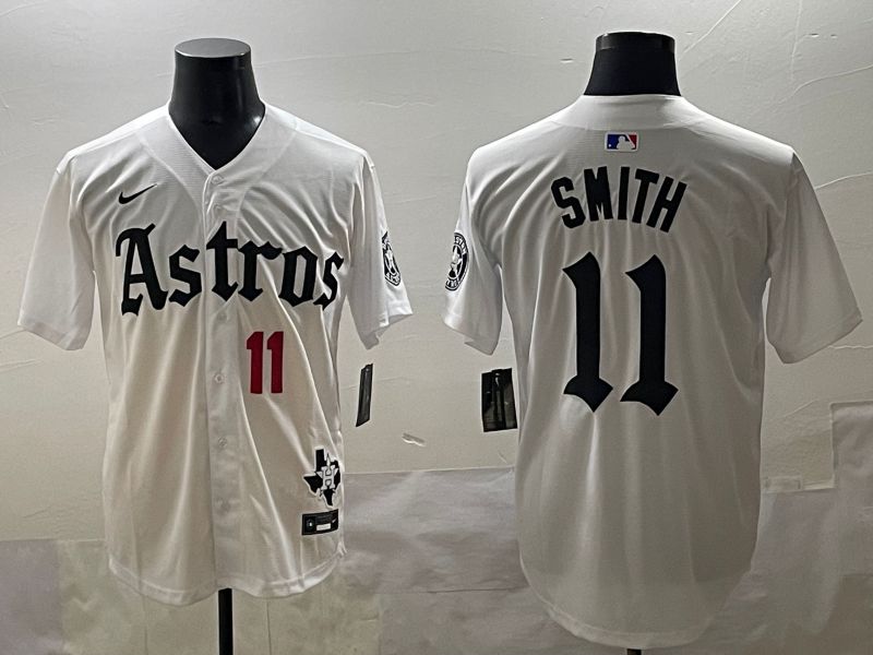 Men 2025 Houston Astros 11 Smith White Five generations Joint Name Nike MLB Jersey style 41